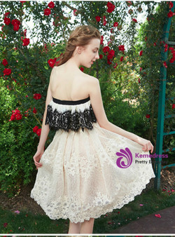 In Stock:Ship in 48 hours Champagne Off The Shoulder Short Dress