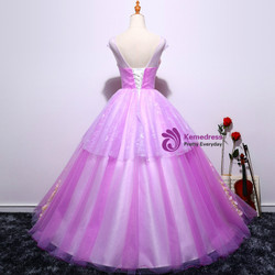 In Stock:Ship in 48 hours Purple Tulle Appliques Quinceanera Dresses