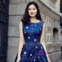 Blue Ball Gown Tulle Sequins Bling Bling Backless Wedding Dress