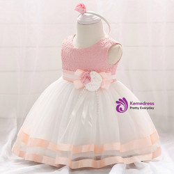 In Stock:Ship in 48 Hours White Tulle Pink Lace Little Girl Dress