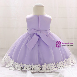 In Stock:Ship in 48 Hours Purple Tulle Appliques Little Girl Dress