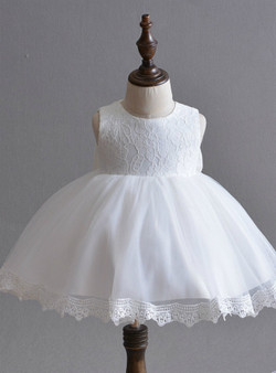 In Stock:Ship in 48 Hours Cute White Lace Tulle Little Girl Dress