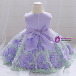 In Stock:Ship in 48 Hours Purple Tulle Flower Litter Girl Dress