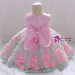 In Stock:Ship in 48 Hours Pink Tulle Flower Litter Girl Dress