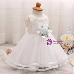 In Stock:Ship in 48 Hours White Tulle With Flower Litter Girl Dress
