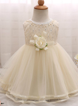In Stock:Ship in 48 Hours Yellow Tulle With Flower Litter Girl Dress