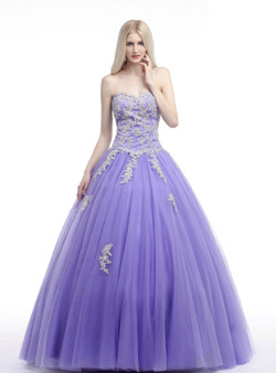 Purple Ball Gown Sweetheart Neck Appliques Quinceanera Dresses