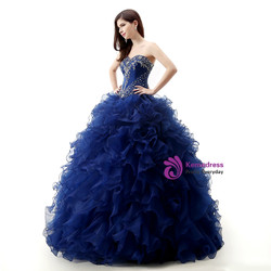 Blue Ball Gown Organza Ruffle With Beading Quinceanera Dresses Blue Ball Gown Organza Ruffle With Beading Quinceanera Dresses
