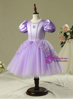In Stock:Ship in 48 Hours Short Sophia Princess Purple Tulle Skirt Girl