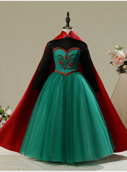 In Stock:Ship in 48 Hours Green Tulle Long Sleeve Frozen Aisha Dress