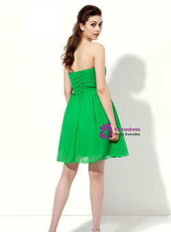 Green Sweetheart Neck Backless With Pleats Bridesmaid Dress