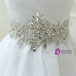 Organza Sweetheart Neck Open Back Crystal Wedding Dresses