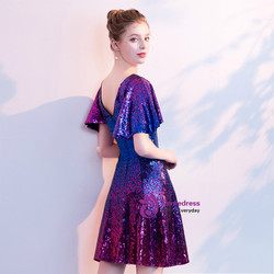 In Stock:Ship in 48 Hours Purple Blue Sequins Mini Homecoming Dress