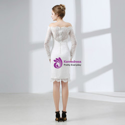 Sheath White Lace Off The Shoulder Long Sleeve Prom Dress