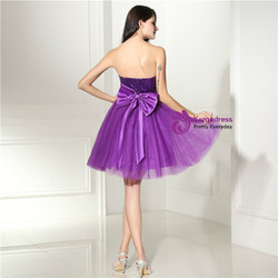 Purple Tulle Sequins Sweetheart Neck With Bow Homecoming Dress Purple Tulle Sequins Sweetheart Neck With Bow Homecoming Dress
