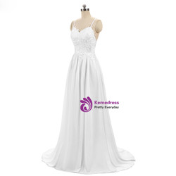 Cheap Bride Marry Dress White Chiffon Embroidery Wedding Dress
