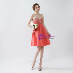 Red Chiffon High Waist Sweetheart Neck Homecoming Dress With Beading