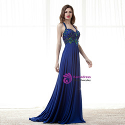 Royal Blue Chiffon Spaghtti Straps Prom Dress With Beading Royal Blue Chiffon Spaghtti Straps Prom Dress With Beading