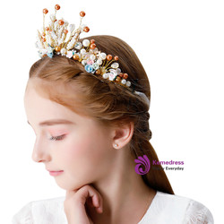 Color Crown Tiara Princess Crystal Beads Hair Accessories