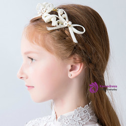 White Bow Flower Hairband Girl Princess Headdress