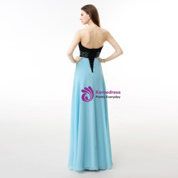 Blue And Black Chiffon Sweetheart Neck Pleats Bridesmaid Dress