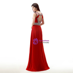 Red Chiffon Cut Out Backless Long Prom Dress With Sequins Red Chiffon Cut Out Backless Long Prom Dress With Sequins