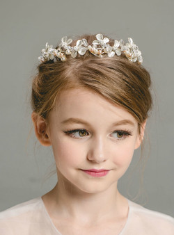 Pearl White Headdress Girls Pearl Hair Accessories Silver Flower