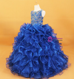 Royal Blue Ball Gown Organza With Crystal Flower Girl Dress