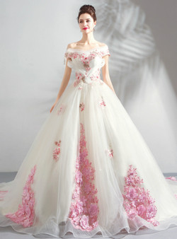 In Stock:Ship in 48 Hours Ligth Champagne Appliques Wedding Dress