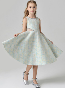 In Stock:Ship in 48 Hours Green A-Line Knee Length Flower Girl Dress