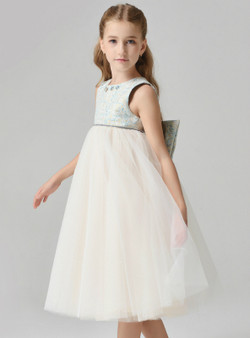 In Stock:Ship in 48 Hours Yellow Tulle Short Flwoer Girl Dress With Bead