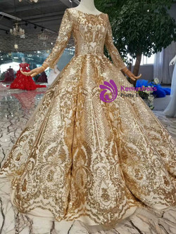 Gold Ball Gown Sequins Bling Bling Long Sleeve Floor Length Wedding Dress Gold Ball Gown Sequins Bling Bling Long Sleeve Floor Length Wedding Dress