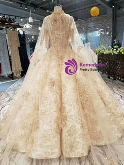 Champagne Gold Sequins Bling Bling Spaghetti Straps Long Sleeve Wedding Dress With Beading