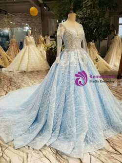 Shop 2019 Long & Short Blue Ball Gown Tulle Sequins Bling Bling Lace Appliques Long Sleeve Wedding Dress With Factory Price From Kemedress Shop 2019 Long & Short Blue Ball Gown Tulle Sequins Bling Bling Lace Appliques Long Sleeve Wedding Dress With Factory Price From Kemedress
