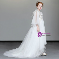 Shop 2019 Long & Short In Stock:Ship in 48 Hours White Tulle Hi Lo Appliques Flower Girl Dress With Factory Price From Kemedress