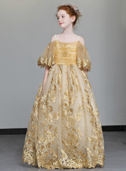 Shop 2019 Long & Short In Stock:Ship in 48 Hours Yellow Tulle Lace Spaghetti Straps Girl Dress With Factory Price From Kemedress