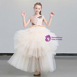 Shop 2019 Long & Short In Stock:Ship in 48 Hours Pink Tulle Backless Flower Girl Dress With Pearls With Factory Price From Kemedress