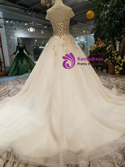 Shop 2019 Long & Short Ivory Ball Gown Tulle Bateau Cap Sleeve Backless Wedding Dress With Beading With Factory Price From Kemedress