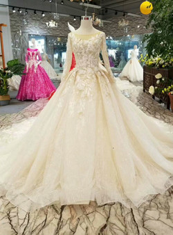 Shop 2019 Long & Short Chamapgne Ball Gown Tulle Sequins Appliques Backless Long Sleeve Wedding Dress With Factory Price From Kemedress Shop 2019 Long & Short Chamapgne Ball Gown Tulle Sequins Appliques Backless Long Sleeve Wedding Dress With Factory Price From Kemedress