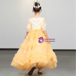 Shop 2019 Long & Short In Stock:Ship in 48 Hours Orange Tulle Short Sleeve Flower Girl Dress With Factory Price From Kemedress