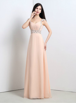 Shop 2019 Long & Short A-Line Pink Chiffon Sweetheart Backless Long Prom Dress With Beading With Factory Price From Kemedress