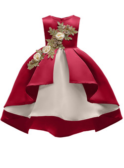 Shop 2019 Long & Short In Stock:Ship in 48 Hours Burgundy Satin Appliques Girl Princess Dresses With Factory Price From Kemedress