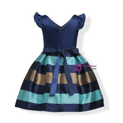 Shop 2019 Long & Short In Stock:Ship in 48 Hours Blue Satin V-neck Short Flower Girl Dress With Factory Price From Kemedress