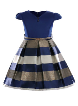 Shop 2019 Long & Short In Stock:Ship in 48 Hours Blue V-neck Satin Cap Sleeve Flower Girl Dress With Factory Price From Kemedress