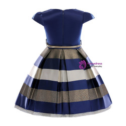 Shop 2019 Long & Short In Stock:Ship in 48 Hours Blue V-neck Satin Cap Sleeve Flower Girl Dress With Factory Price From Kemedress