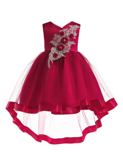 Shop 2019 Long & Short In Stock:Ship in 48 Hours Burgundy Tulle Appliques Flower Girl Dress With Factory Price From Kemedress