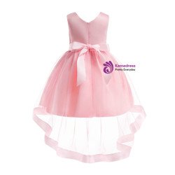 Shop 2019 Long & Short In Stock:Ship in 48 Hours Pink Satin Tulle Appliques Flower Girl Dress With Factory Price From Kemedress