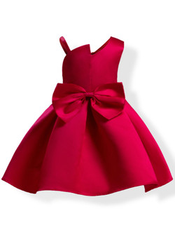 Shop 2019 Long & Short In Stock:Ship in 48 Hours Red Satin One Shoulder Flower Girl Dress With Bow With Factory Price From Kemedress