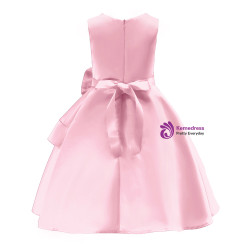 Shop 2019 Long & Short In Stock:Ship in 48 Hours Pink Satin Flower Girl Dress With Bow With Factory Price From Kemedress
