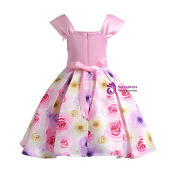 Shop 2019 Long & Short In Stock:Ship in 48 Hours Pink Satin Print Flower Girl Dress With Bow With Factory Price From Kemedress